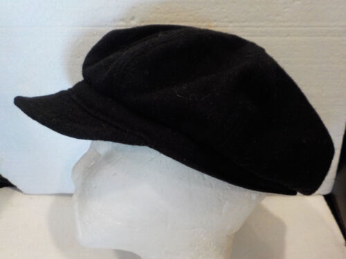 Vintage New York & Co Black 100% Wool Newsboy Gatsby Cap Hat Size XL Made in USA - Picture 1 of 6