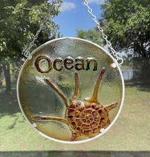 3D Fused glass Sun catcher Ocean Beach House Nautical Shell hanging Decor