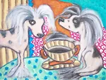 CHINESE CRESTED Coffee Dog 8x10 Signed Art PRINT of Original Painting by KSAMS