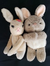 2 Vintage R. Dakin Plush Easter Bunnies,Girl Bunny 1977, 1 Other,1984,from Korea