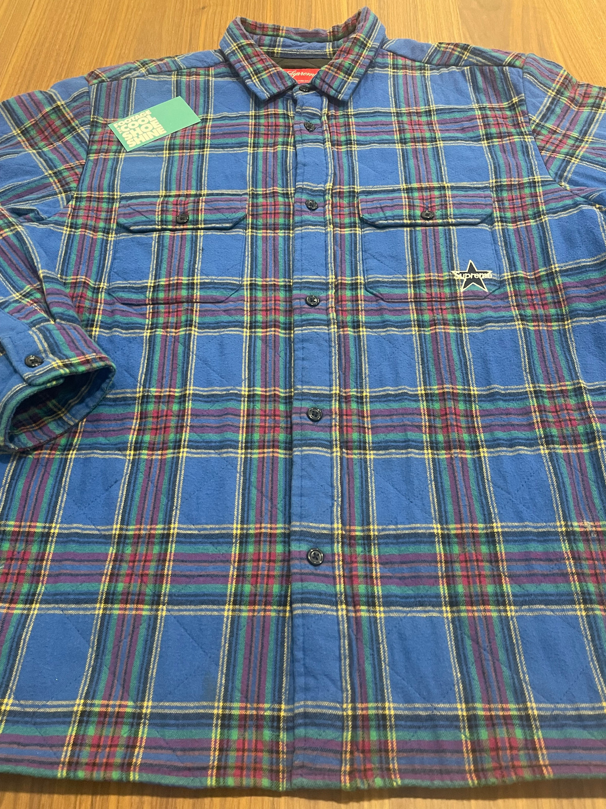 2019 SUPREME FLEECE LINED FLANNEL PLAID OVERSHIRT JACKET BLUE GREEN RED BLACK L