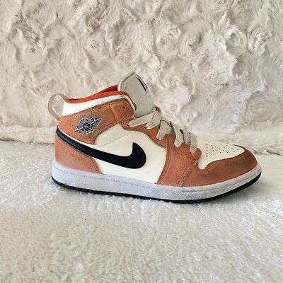 Nike Air Jordan 1 Mid SE GS White Sail Orange Suede DV1341-800