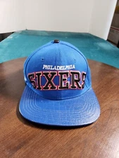 Philadelphia 76ers Hat Cap Mens Blue Adjustable Leather Brim NBA Basketball