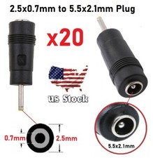 x20 Copper DC Power Connector 5.5mmx2.1mm Female to 2.5mmx0.7mm Male Adapter