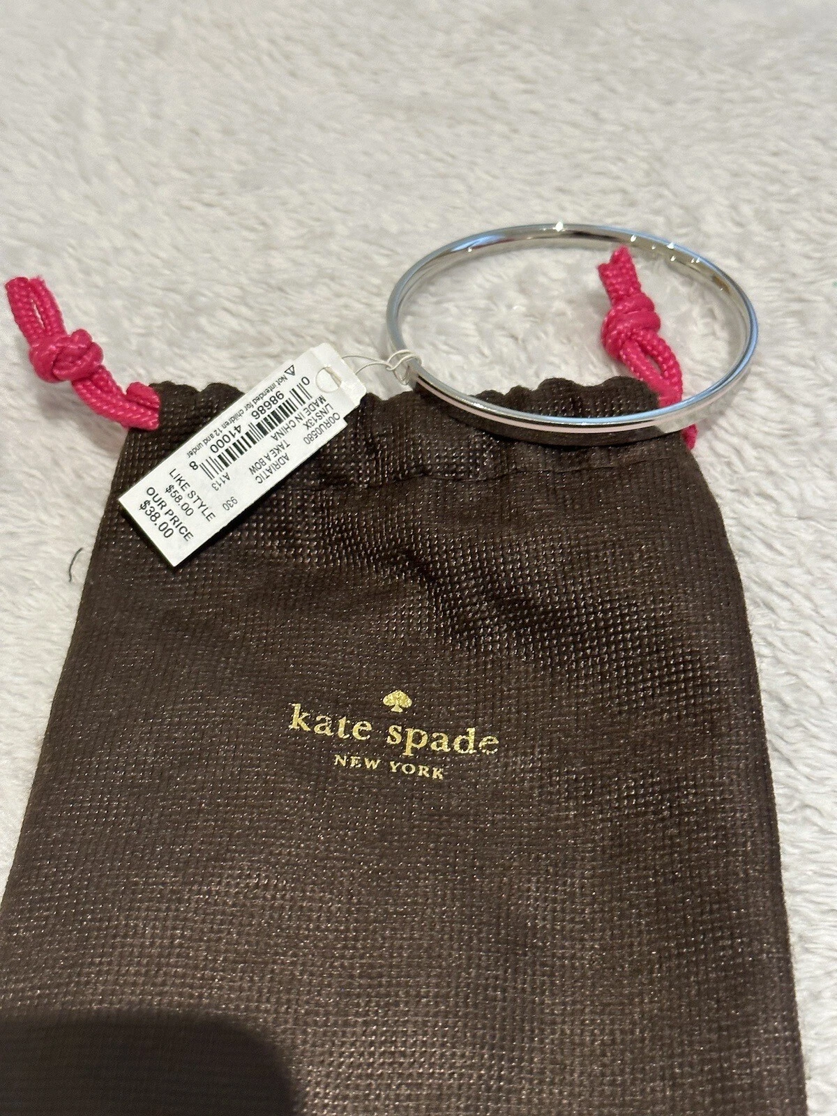 Kate Spade Bracciale Ricamato Rosa e Argento.