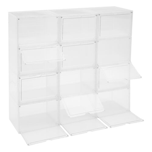 12 Stück Acryl stapelbare Schuhkartons Schuhvitrinen groß Aufbewahrungsschrank - Bild 14 von 15