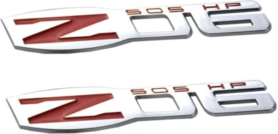 2pcs C6 Z06  Emblems Badges 505 Hp Fender for 2006-2013 Corvette C6 Chrome Red - Bild 1 von 3