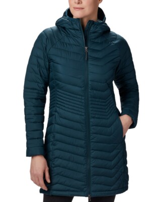 Columbia Women's Powder Lite Mid Hooded Jacket Omni-Heat, Dark Seas Size XS, NWT