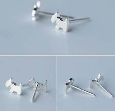 A Pair 3D 925 Sterling silver cute Love Puppy Dog animal stud earrings Gift box