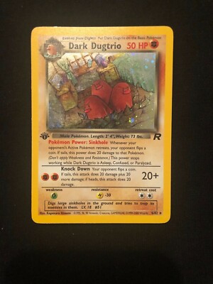 dark dugtrio pokemon card value 2000 Team Rocket Enhance your Pokmon collection with this Dark Dugtrio 2000 Pokemon Team Rocket 1st Edition Holo #6 SGC Authenticated 8.5 Card Dark Dugtrio 23/82 Near Mint