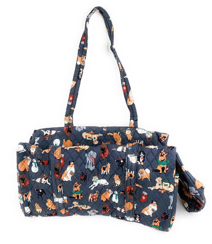 Vera Bradley Holiday Dogs Duffel Bag Cosmetic Case 2 Pc Set NWT