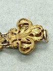 Vintage Gold Tone Pendant Flor de Li Set Of Dangle Pendant Pierced Earrings set — photo 7