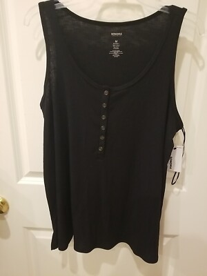 Sonoma Maternity Button Front Rib Tank Pitch Black Med
