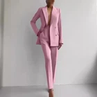 Fashion Womens Casual Professional Wear Jacket+pants 2 Pcs Suits Office Coat