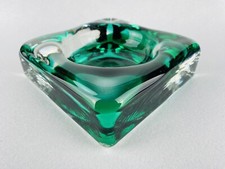 Vintage Massiccio Posacenere Vetro Murano Sommerso Verde Modernariato Design ‘70