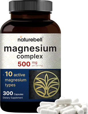 Magnesium Complex Supplement 500Mg, 300 Capsules | 10 Active Forms   Glycinat...