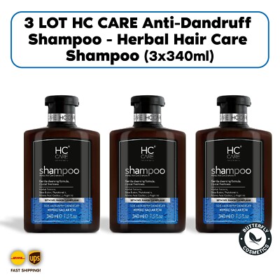 3 LOT HC CARE Anti-Dandruff Shampoo - Herbal Hair Care Shampoo (3x340ml) NEW