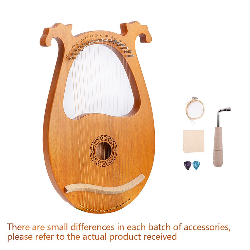 Oval Body String Instrument Vintage 16 Strings Lyre Harp Set Mahogany Body String Instrument for ...