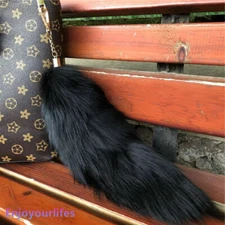 16"-18" Real Fox Fur Tail Keychain Bag Charm Purse Pendant Costume Cosplay Toys