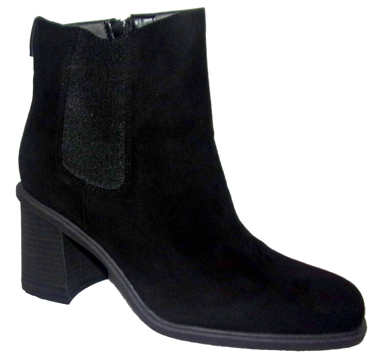 NEW SCHOLLS RIDE AWAY BLACK FAUX SUEDE HEELED ANKLE BOOTS 6,