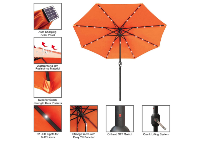 Rectangular Patio Umbrellas With Lights 11 Foot Rectangular Solar Led Market For Sale Online Ebay