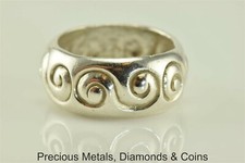 Sterling Silver 9.6mm Swirled Rounded Band Ring 925 Sz: 7.5