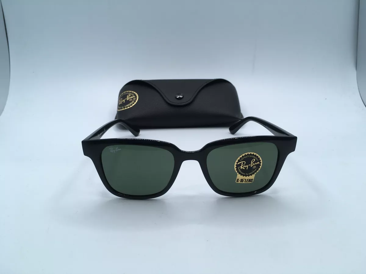 RAY BAN RB4323 Unisex Black Frame Green Lens Square Sunglasses