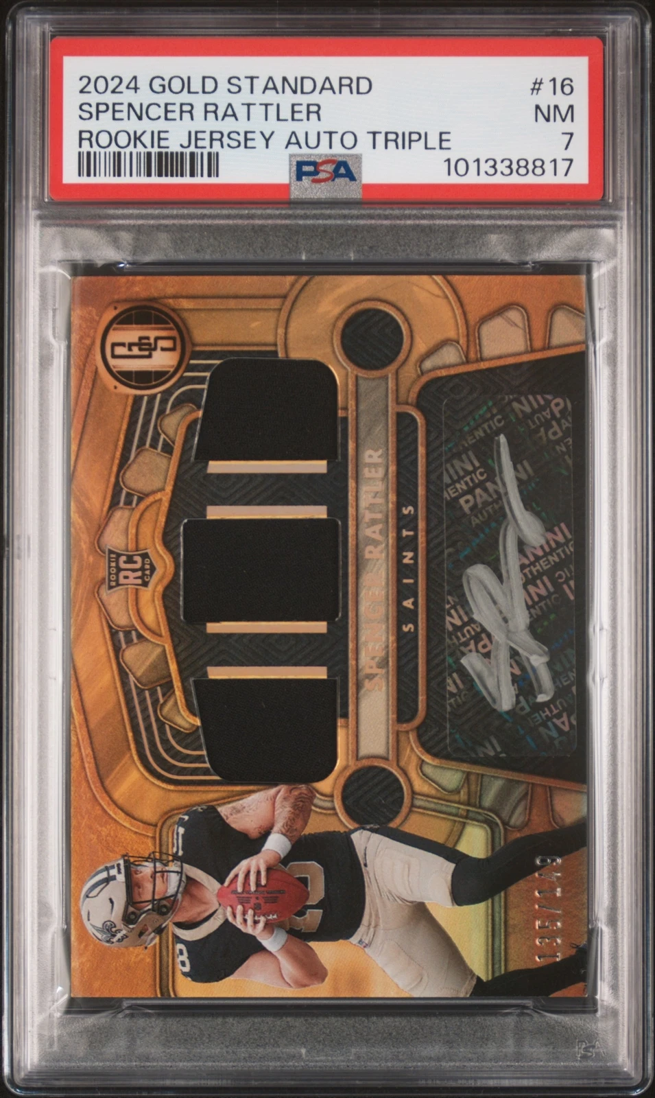 Spencer Rattler Panini Gold Standard Rookie Jersey Autographs Triple #16 Base