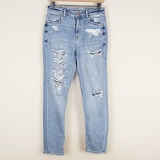 American Eagle Stretch Mom Light wash Destroyed Jeans Womens Sz 4