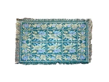 Beautiful Vintage Scatter Rug Bathroom Small Throw Tapestry Blue Green Woven