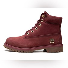 Timberland 6" Premium Burgundy Boots Size 5 Or youth 3. B76