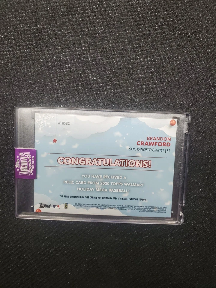 2025 Topps Archives 1/1 Brandon Crawford 1/1 Factory One touch MEM AU - Image 3 of 3