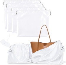 4PCS Satin Dust Bags for Handbags Purse Storage with Drawstring  Labels White