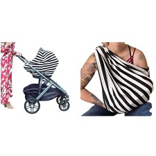 Itzy Ritzy Black White Striped 4-in-1 Nursing Cover