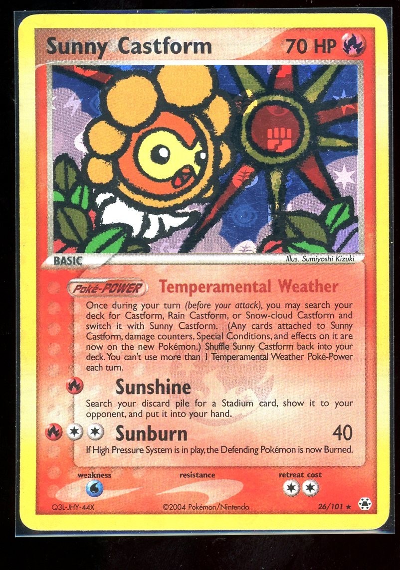 2004 Pokemon EX Hidden Legends Sunny Castform Reverse Holo 26/101 [LP+]