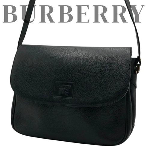 BURBERRY Shoulder Bag Leather Black Check Authentic From Japan
