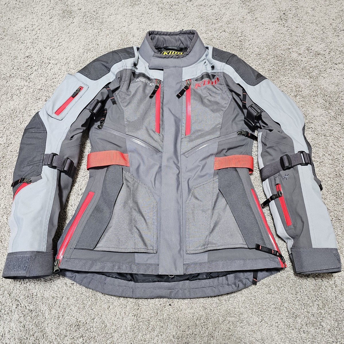 Klim Artemis Motorcycle Riding Jacket Monument Gray Red Womens