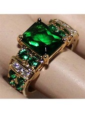 Elegant Green Cubic Zirconia Statement Ring Size 6 7 8 9 10 11 12