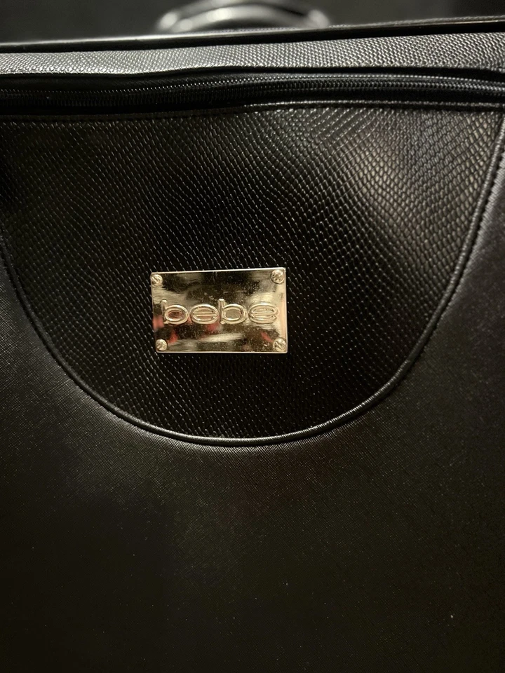 BeBe Designer 21” Faux Leather Suitcase-  Black & Gold w Luxury Animal Print - Image 4 of 4