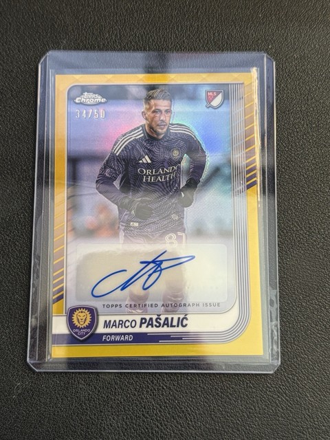 2025 Topps Chrome MLS Marco Pasalic Gold Refractor Auto /50 #CA-MP Orlando City