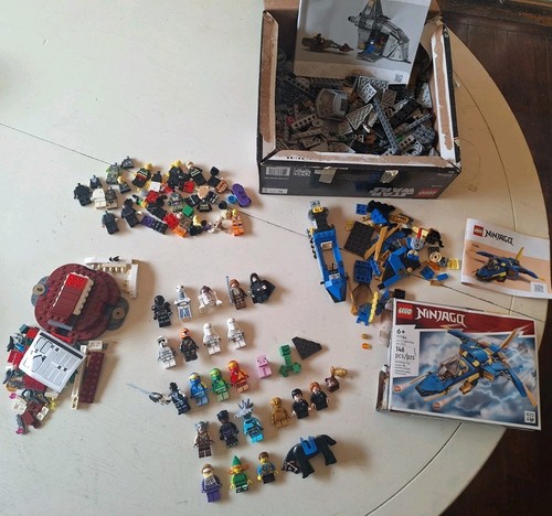 Lego Marvel, Star Wars, Ninjago, & CMF Minifigures Lot w/ Bulk Pieces