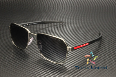 PRADA LINEA ROSSA PS 54WS 1BC06G Silver Grey Grad Polarized 57 Men's Sunglasses