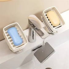 ABS Material Soap Holder with Suction Cup Drain and Integrated Sponge Holder