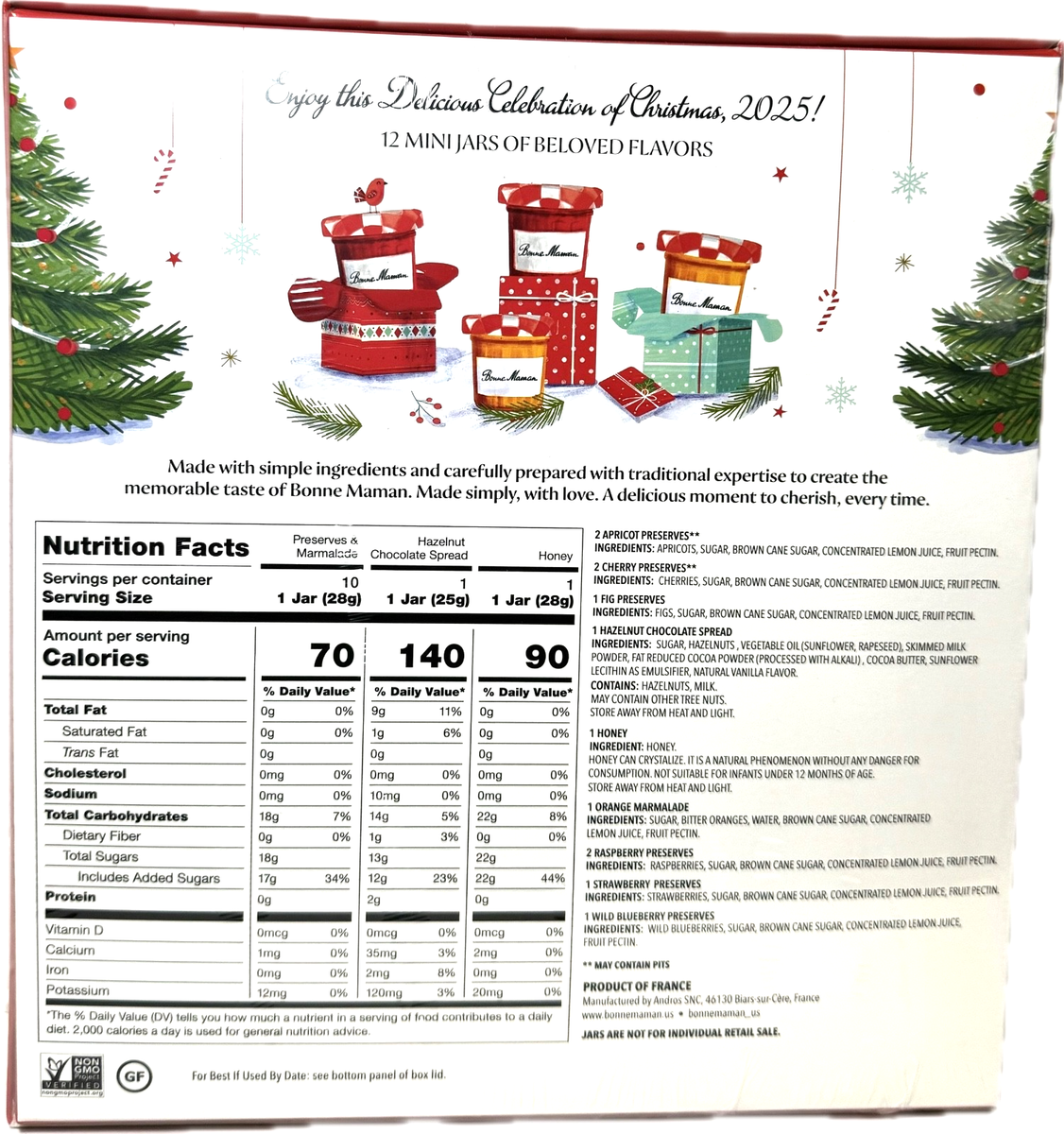 Bonne Maman 12 Days of Christmas Advent Calendar 12 Mini Jars
