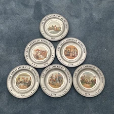 The Great American Revolution 1776 ~ Set of 6 Pewter Plates ~ Canton Ohio 1973