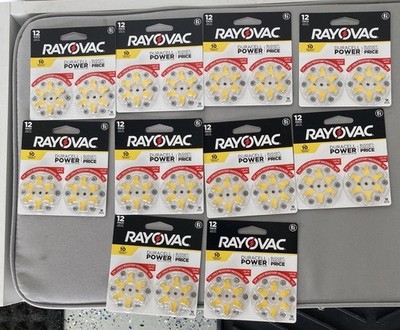 1 Case Of 10-12 Packs Rayovac Hearing Aid Batteries, Size 10