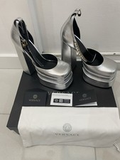 Versace Medusa Aevitas Platform Pumps Size 7 Black Satin