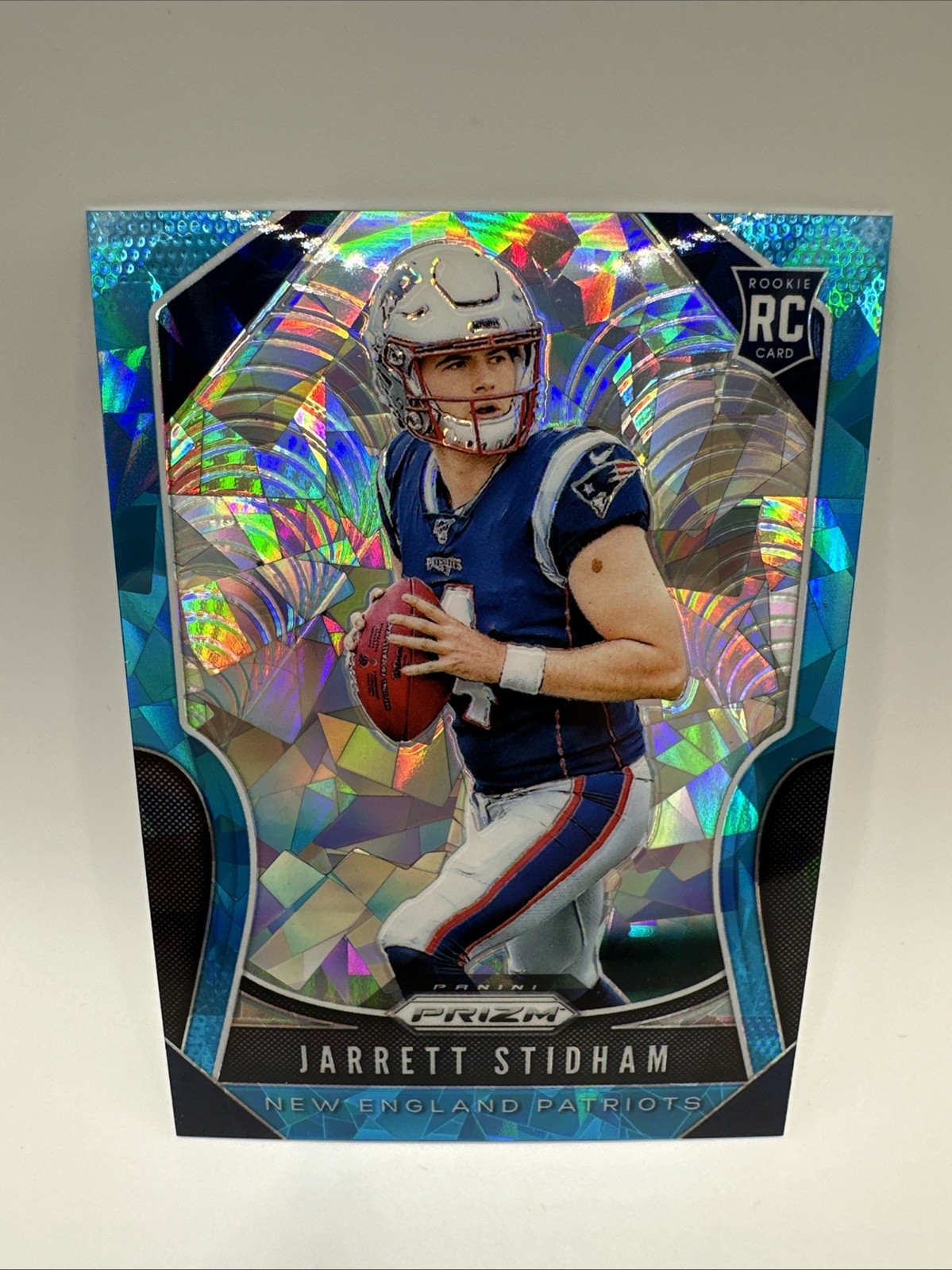 2019 Panini Prizm Jarrett Stidham #308 Blue Ice Prizm RC /99 Patriots Rookie