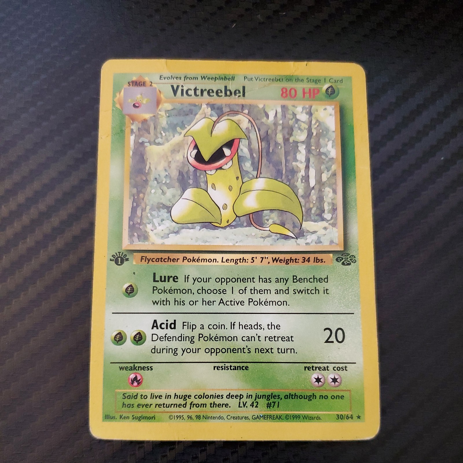 Pokémon Victreebel  30/64 Rare 1st Edition - Jungle - LP