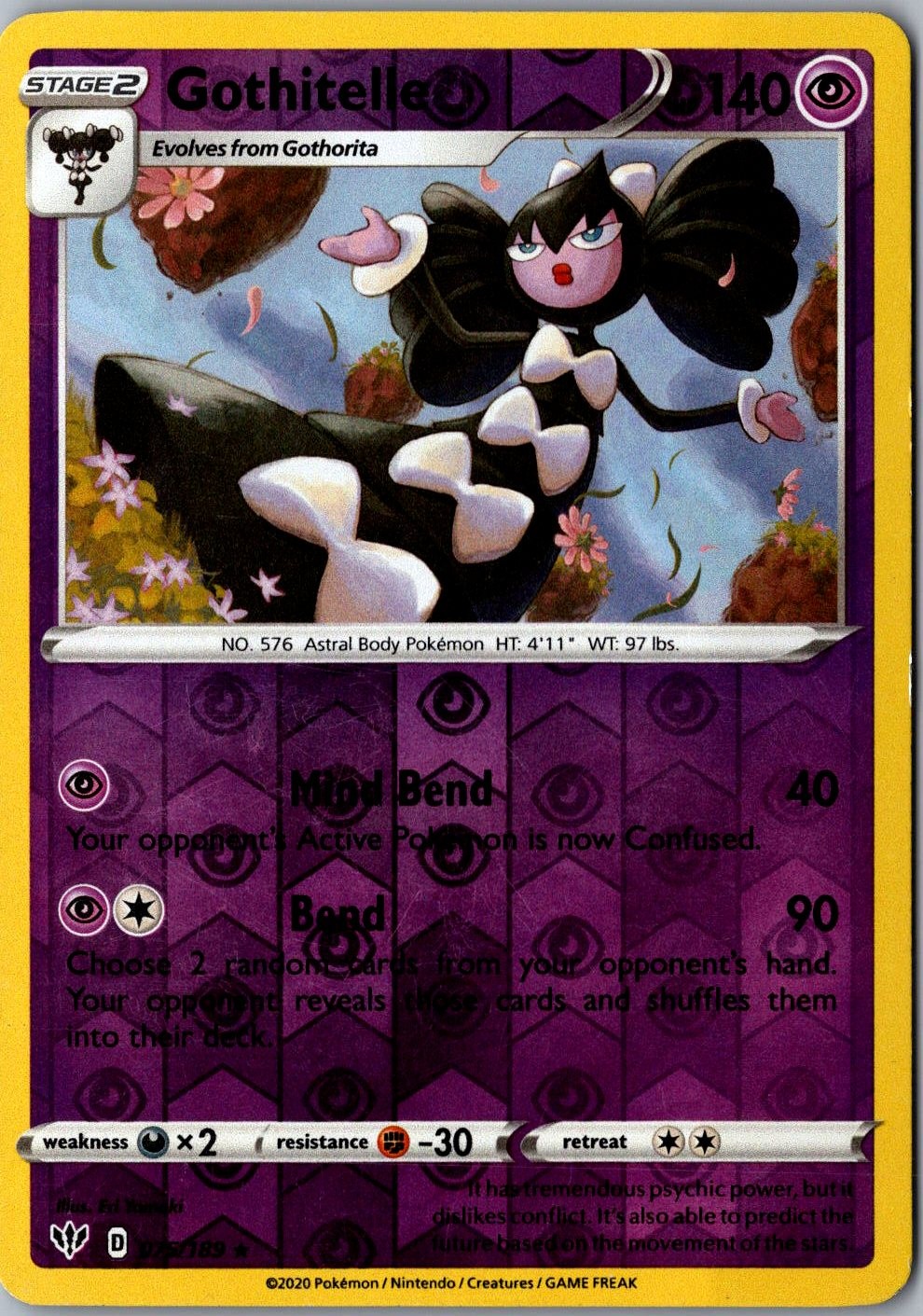 Gothitelle Reverse Holo 075/189 Rare Darkness Ablaze Lightly Played Pokemon Card